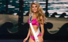 Camille Cerf le 21 janvier 2015 lors de la présélection du concours Miss Monde. 