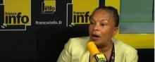 Christiane Taubira au micro de France Info.