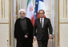 François Hollande et Hassan Rohani en janvier 2015.