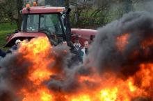 Une manifestation d'éleveur le 21 janvier 2016.