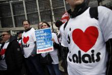 Des habitants de Calais manifestent à Paris le 7 mars 2016 pour réclamer des aides fiscales pour leur région