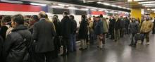 Le RER A à la station Châtelet à Paris.