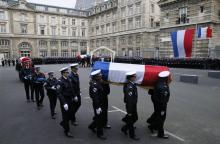 LA cérémonie d'hommage aux policiers tués durant les attentats de janvier 2015.