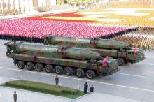 Un défilé militaire à Pyongyang en Corée du Nord.