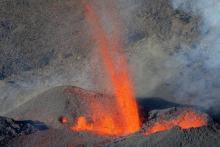 Le Piton de la Fournaise en éruption le 31 janvier 2017.