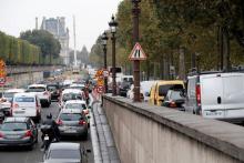 Embouteillages sur le Quai des Tuileries à Paris le 13 octobre 2016