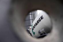 Le logo des ciments Lafarge le 7 avril 2014 à Paris