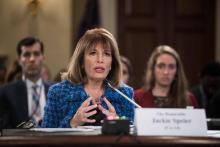 La démocrate Jackie Speier, qui siège à la Chambre des représentants à Washington, lors d'une auditi