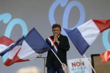 Le leader de la France Insoumise, Jean-Luc Mélenchon, lors d'une manifestation contre les réformes d