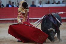 Le matador français Sebastien Castella, lors d'une corrida à Nîmes le 17 septembre 2016