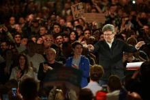 Jean-Luc Mélenchon, candidat de la France insoumise à la présidentielle, lors d'un meeting à Lille, 