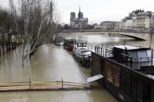 Les bords de la Seine inondés le 22 janvier 2018 à Paris