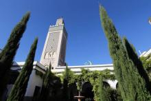 Minarte de la grande mosquée de Paris dans le 5ème arrondissement, le 19 septembre 2012