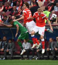 Le président russe Vladimir Poutine après son discours d'ouverture de la Coupe du monde, le 14 juin 2018 à Moscou