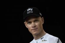 Le Britannique Chris Froome (Sky) lors de la cérémonie de présentation des équipes pour le Tour de France, le 5 juillet 2018 à La Roche-sur-Yon