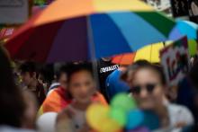 Des participants à la Parade arc-en-ciel, le 6 mai 2018 à Tokyo en soutien à la communauté LGBT