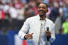 Will Smith lors de la cérémonie de clôture de la Coupe du Monde 2018.