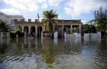 Une rue inondée de La Havane le 21 décembre 2018