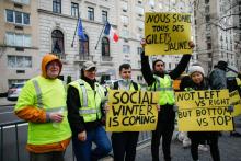 Manifestation en solidarité avec les gilets jaunes le 22 décembre 2018 à New York