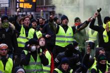 Une manifestation des gilets jaunes à Bruxelles, le 8 décembre 2018