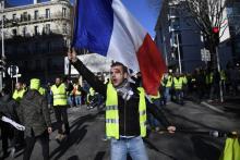 Une manifestante des "gilets jaunes" lors d'un rassemblement, le 12 janvier 2019 à Nantes