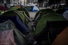 Un campement de migrants à Paris le 10 janvier 2019