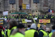 Des gilets jaunes rassemblés à Bourges, le 12 janvier 2019