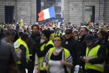 Rassemblement de "gilets jaunes" à Rennes le 19 janvier 2018