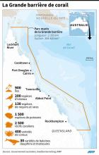 Photo prise par Matt Curnock le 13 février 2019 au large de Townsville montrant des sédiments (en bas de l'image) progressant dans l'océean Pacifique vers les récifs de la Grande barrière de corail à 