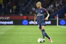 Le latéral gauche parisien Layvin Kurzawa lors d'un match de Ligue 1 contre Toulouse au Parc des Pri