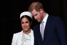 Photo d'archives du prince Harry et de Meghan, duc et duchesse de Sussex, le 11 mars 2019 à l'abbaye de Westminter à Londres