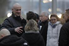 Christophe Dettinger (G), ancien boxeur professionnel à sa sortie de la prison de Fleury-Merogis le 20 février 2019