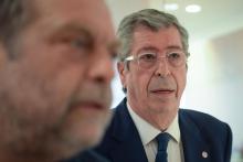 Patrick Balkany et son avocat Eric Dupond-Moretti au tribunal de Paris le 19 juin 2019