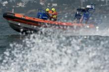 Un canot pneumatique de la SNSM lors d'un entraînement à Saint Nazaire le 28 juin 2019