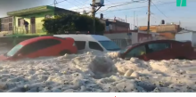 La grêle dans les rues de Guadalajara au Mexique.