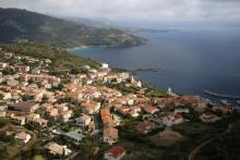 Vue aérienne de Cargèse, le 12 octobre 2018 en Corse-du-Sud