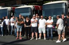 Le ministre des Transports, Jean-Baptise Djebbari, après sa rencontre avec les chauffeurs de bus du réseau de transports en commun de Bayonne, le 7 juillet 2020