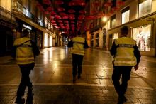 Patrouille de gendarmes dans le centre de Montpellier le 17 octobre 2020 pour vérifier le respect du couvre-feu