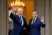 Emmanuel Macron et Joe Biden à l'ambassade française du Vatican à Rome 29 octobre 2021