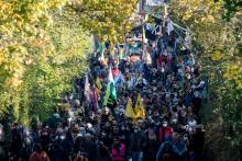 Manifestation contre un projet de réserves d'eau destinées à l'irrigation à Mauzé-sur-le-Mignon (Deux-Sèvres), le 6 novembre 2021