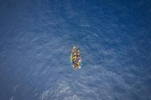 Un bateau transportant des migrants dans le détroit de Gibraltar en septembre 2018.