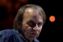 L'écrivain Michel Houellebecq lors d'un débat le 25 avril 2019 à Paris