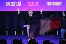 Jean-Luc Mélenchon lors d'un meeting à Reims, le 17 octobre 2021