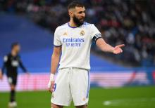 Karim Benzema, joueur du Real Madrid lors d'un match au stade Santiago Bernabeu à Madrid, le 23 janvier 2022