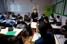 Une classe d'école à Rennes, en septembre 2020