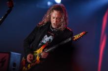 Kirk Hammett, guitariste du groupe américain Metallica, au festival Hellfest à Clisson, dans l'ouest de la France, le 26 juin 2022