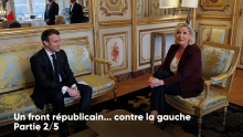 Emmanuel Macron reçoit Marine Le Pen à l'Elysée, le 6 février 2019 dans le cadre du 'grand débat national'.