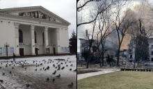 Théâtre de Marioupol avant et après le bombardement / TWITTER